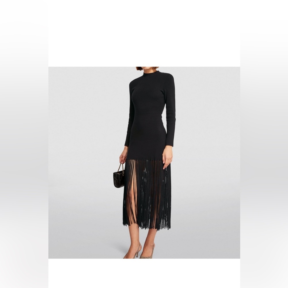 SANDRO Sheyna Knit Fringed Hem Maxi Dress